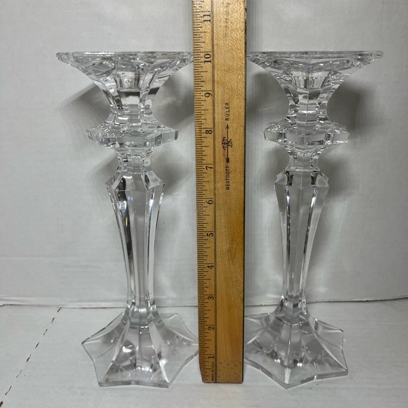 Pair of Tall Crystal Clear Candle Holders 10” - Picture 5 of 8